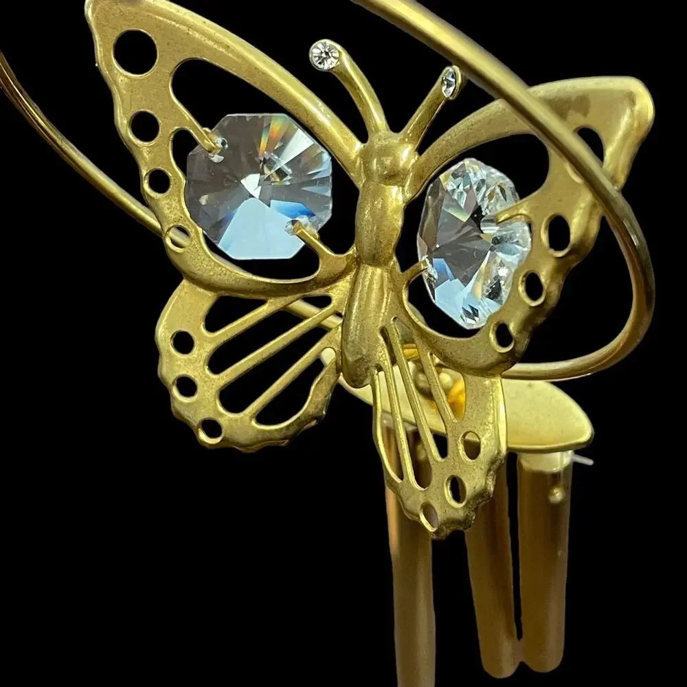 Butterfly Wind Chime Ornament Swarovski Crystal 24k Gold Plated? READ